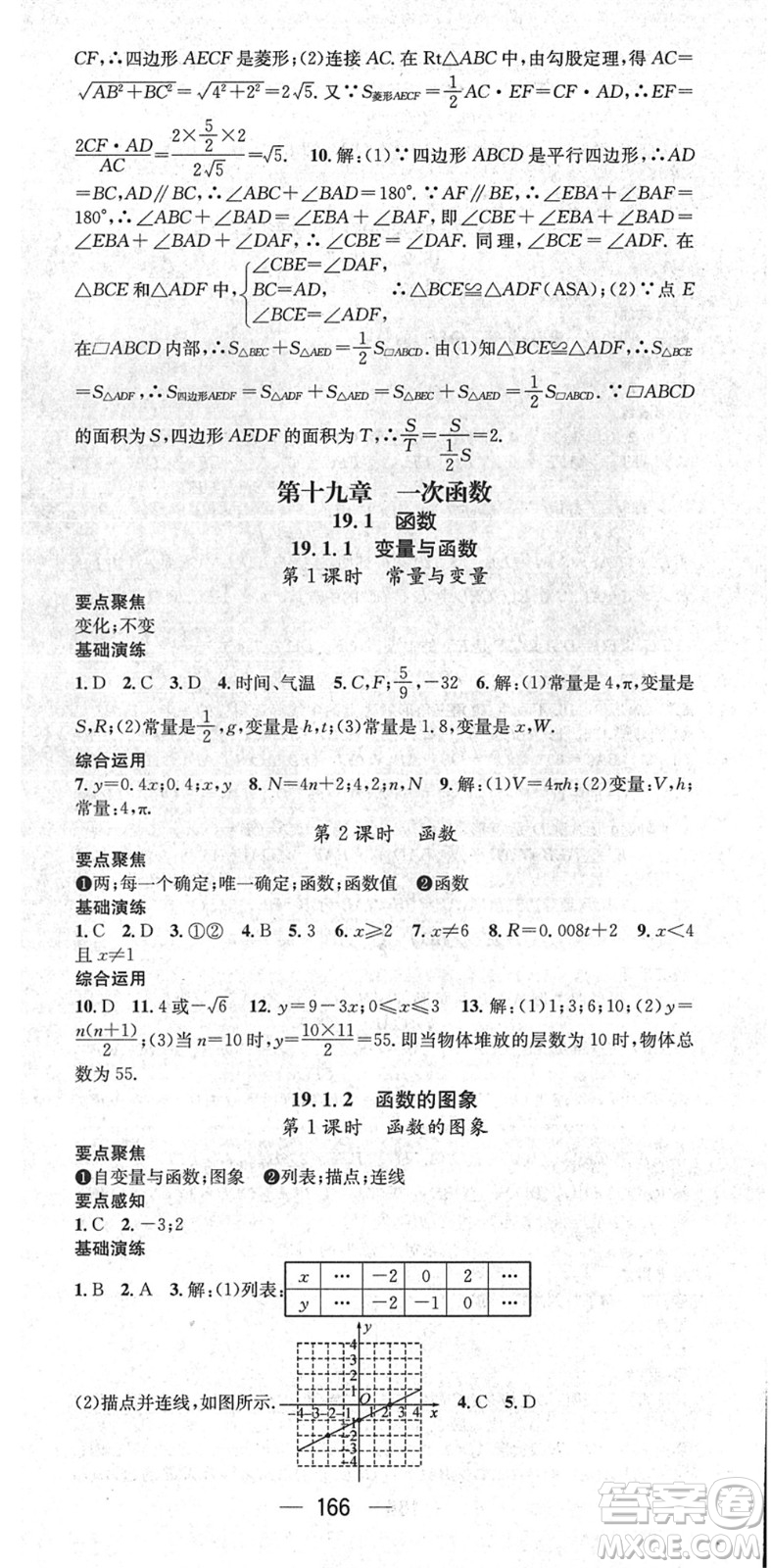 陽光出版社2022精英新課堂八年級數(shù)學(xué)下冊RJ人教版答案