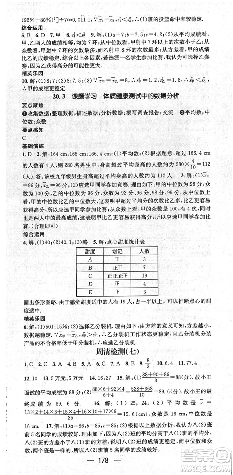 陽光出版社2022精英新課堂八年級數(shù)學(xué)下冊RJ人教版答案