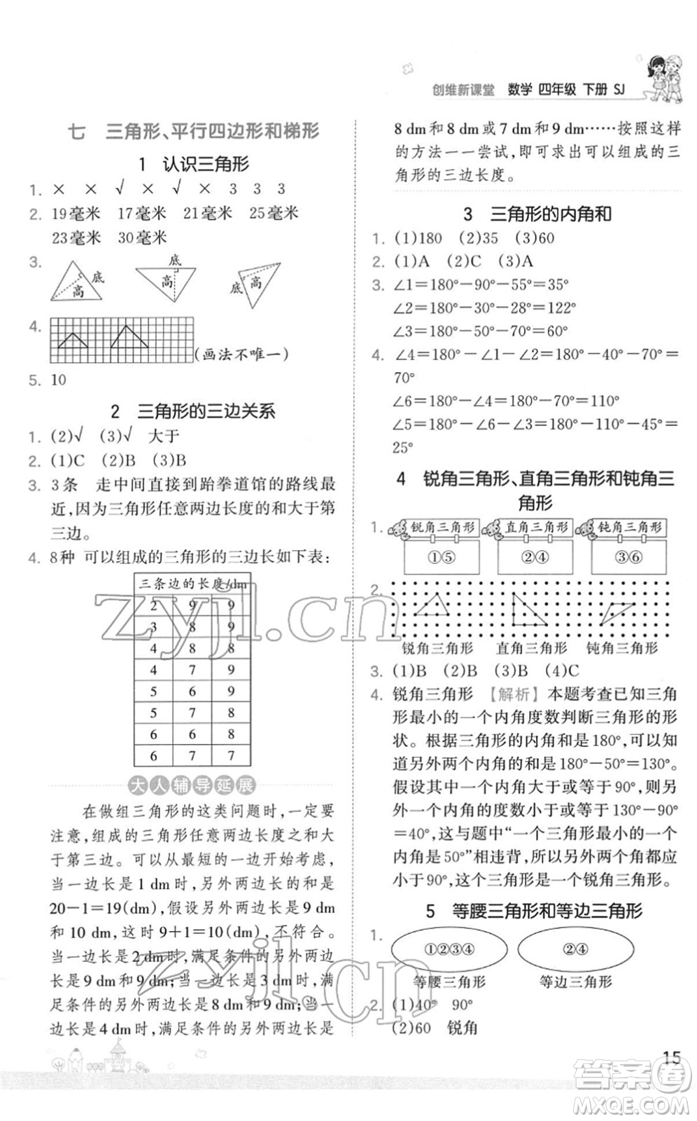 江西人民出版社2022王朝霞創(chuàng)維新課堂同步優(yōu)化訓練四年級數(shù)學下冊SJ蘇教版答案