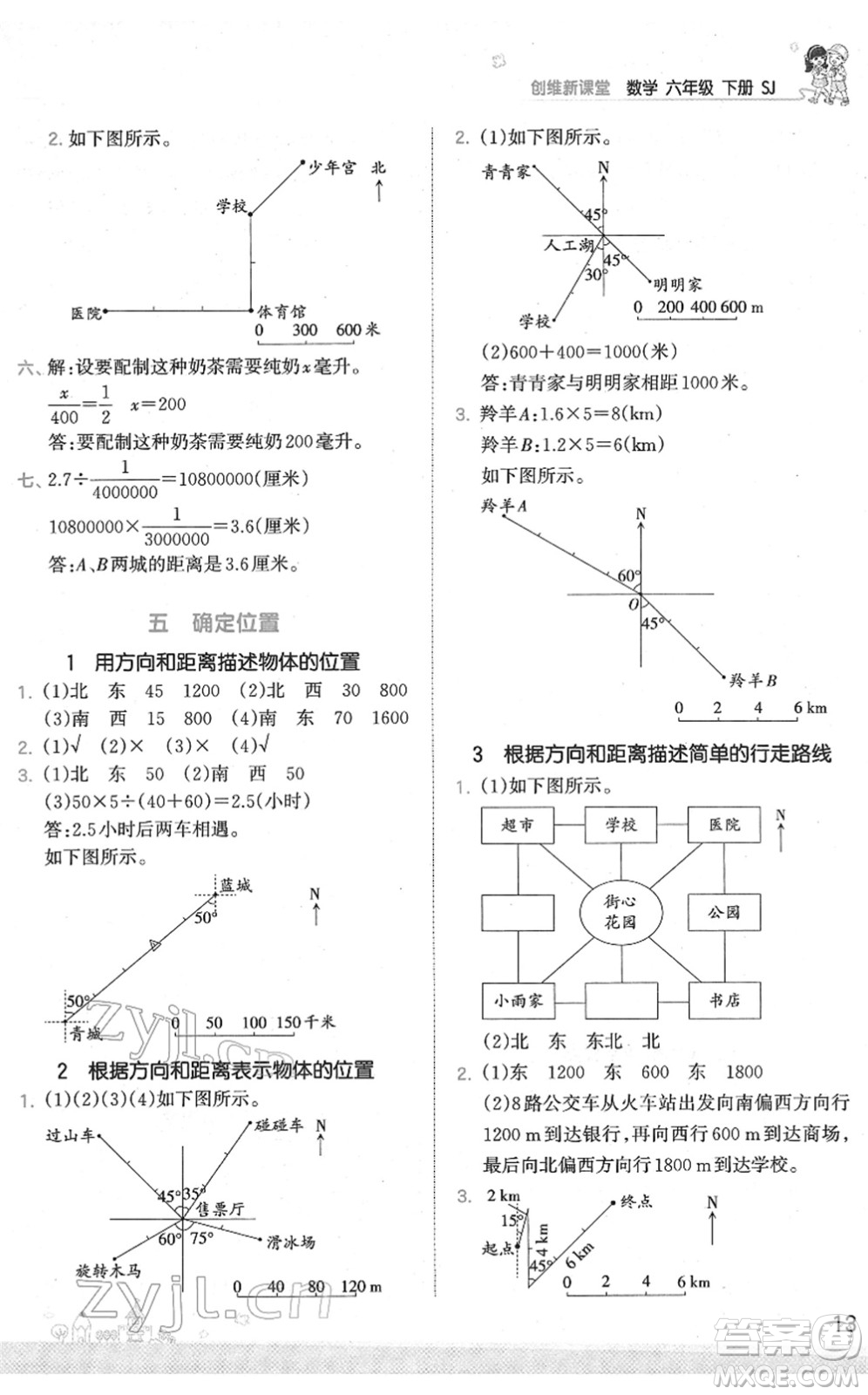 江西人民出版社2022王朝霞創(chuàng)維新課堂同步優(yōu)化訓(xùn)練六年級(jí)數(shù)學(xué)下冊(cè)SJ蘇教版答案