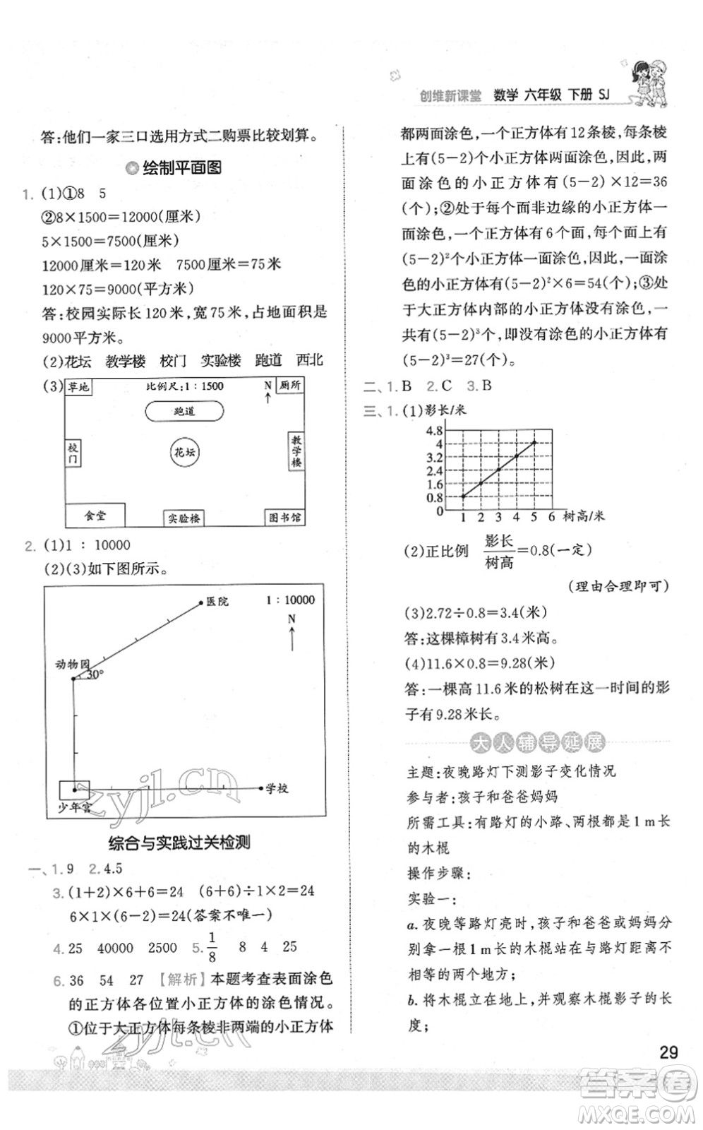 江西人民出版社2022王朝霞創(chuàng)維新課堂同步優(yōu)化訓(xùn)練六年級(jí)數(shù)學(xué)下冊(cè)SJ蘇教版答案