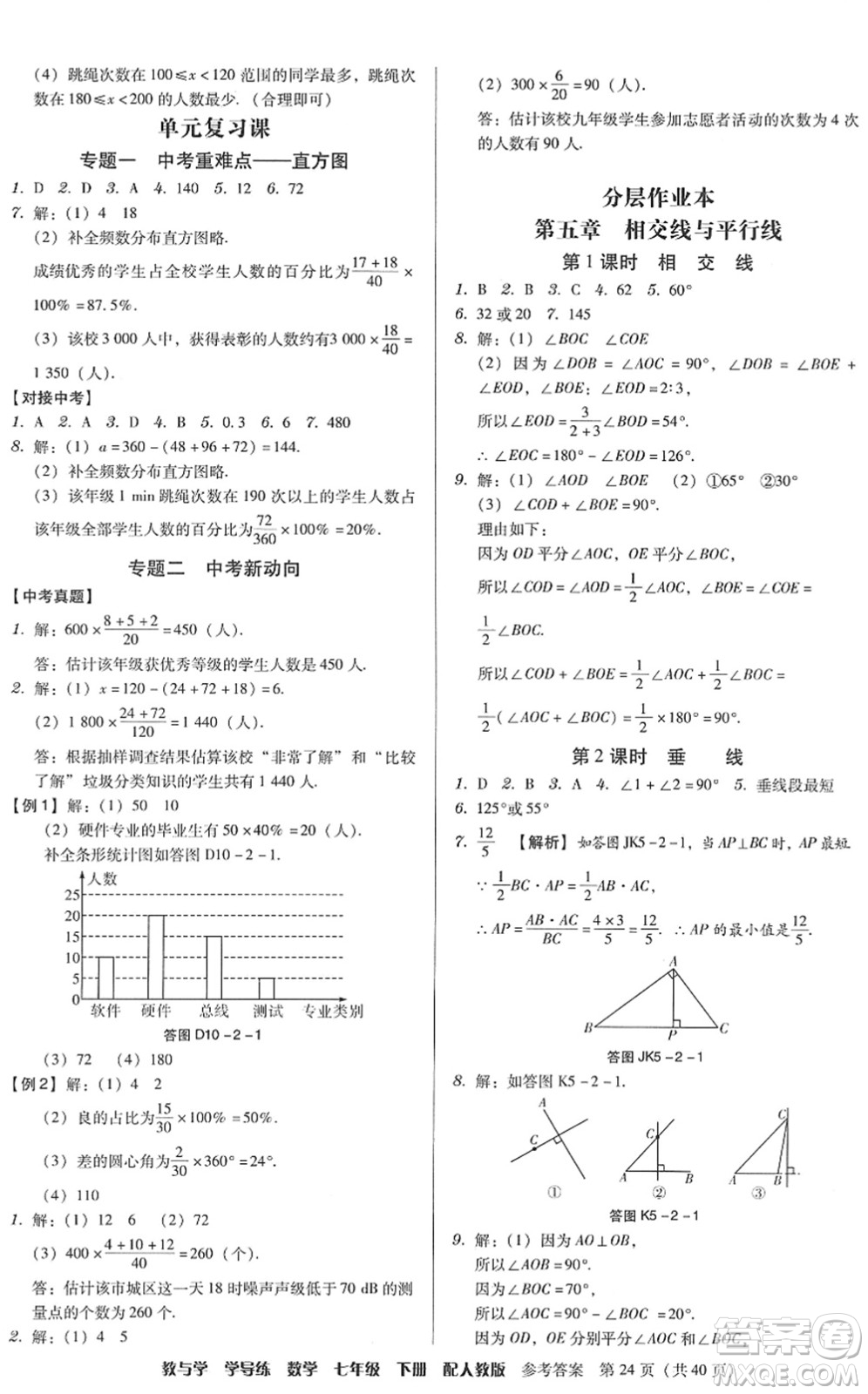 安徽人民出版社2022教與學(xué)學(xué)導(dǎo)練七年級數(shù)學(xué)下冊人教版答案