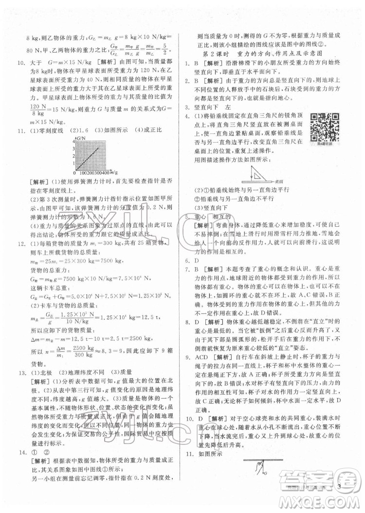 陽(yáng)光出版社2022練就優(yōu)等生物理八年級(jí)下冊(cè)RJ人教版答案