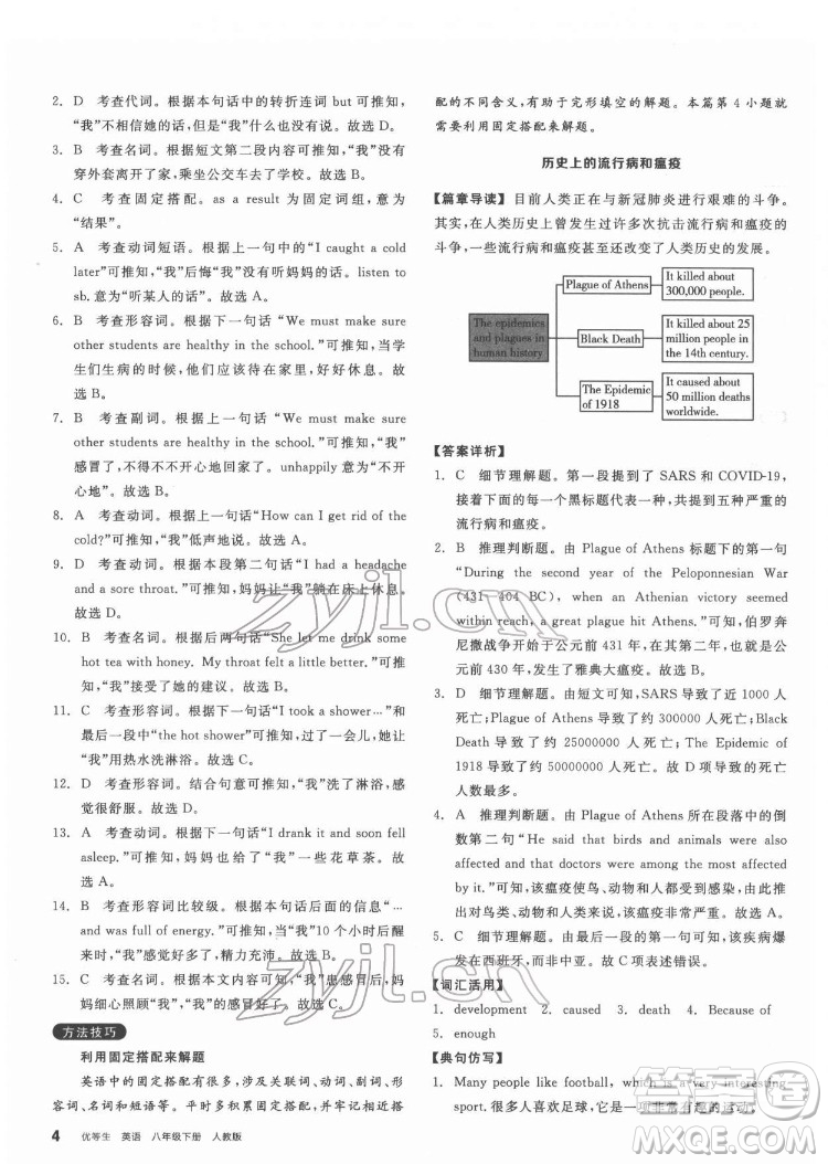 陽光出版社2022練就優(yōu)等生八年級英語下冊RJ人教版答案