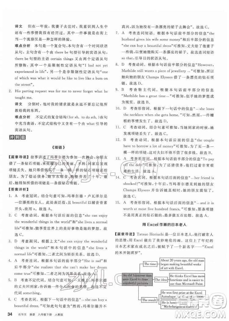 陽光出版社2022練就優(yōu)等生八年級英語下冊RJ人教版答案