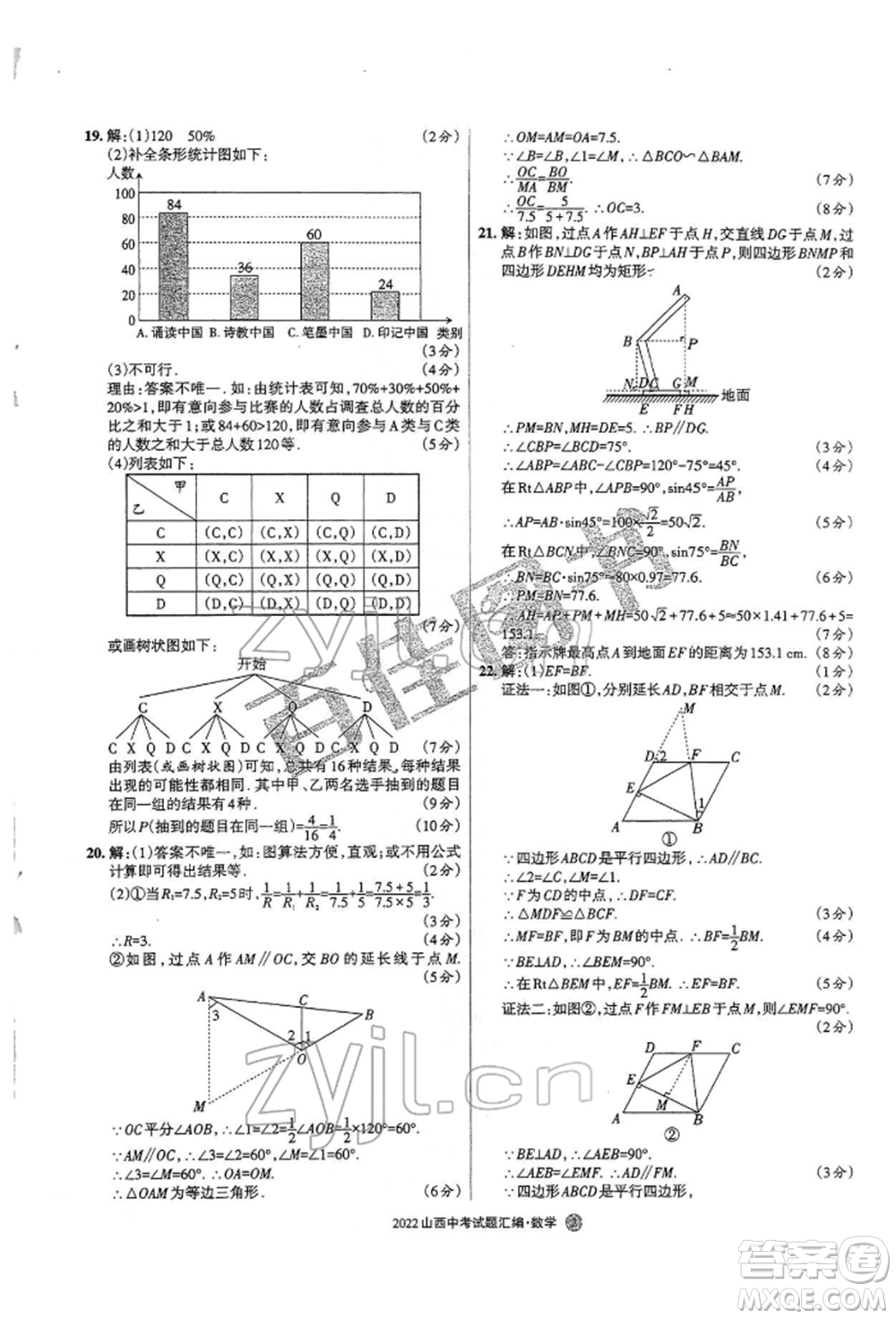 學(xué)習(xí)周報(bào)社2022山西中考試題匯編數(shù)學(xué)人教版參考答案