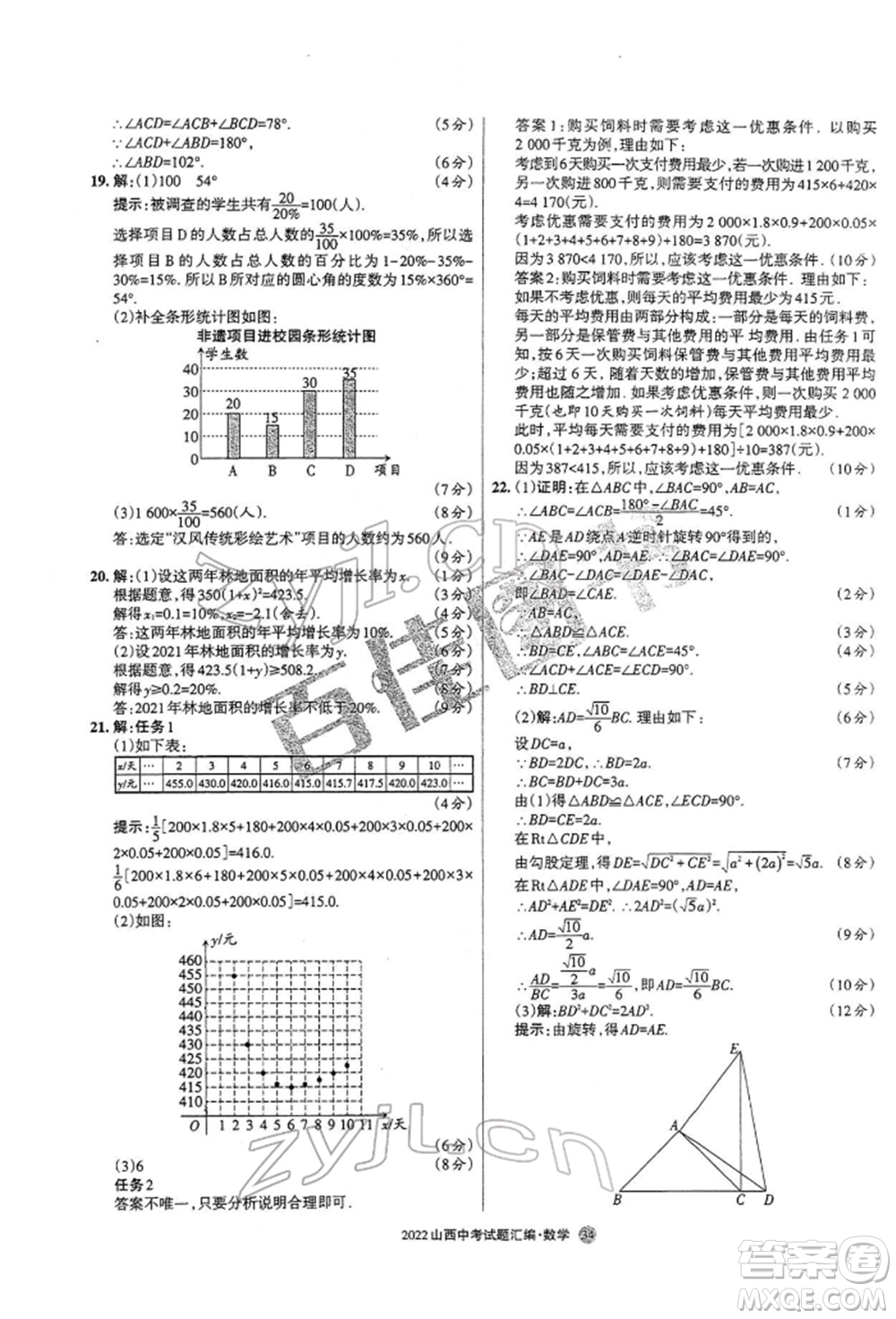 學(xué)習(xí)周報(bào)社2022山西中考試題匯編數(shù)學(xué)人教版參考答案