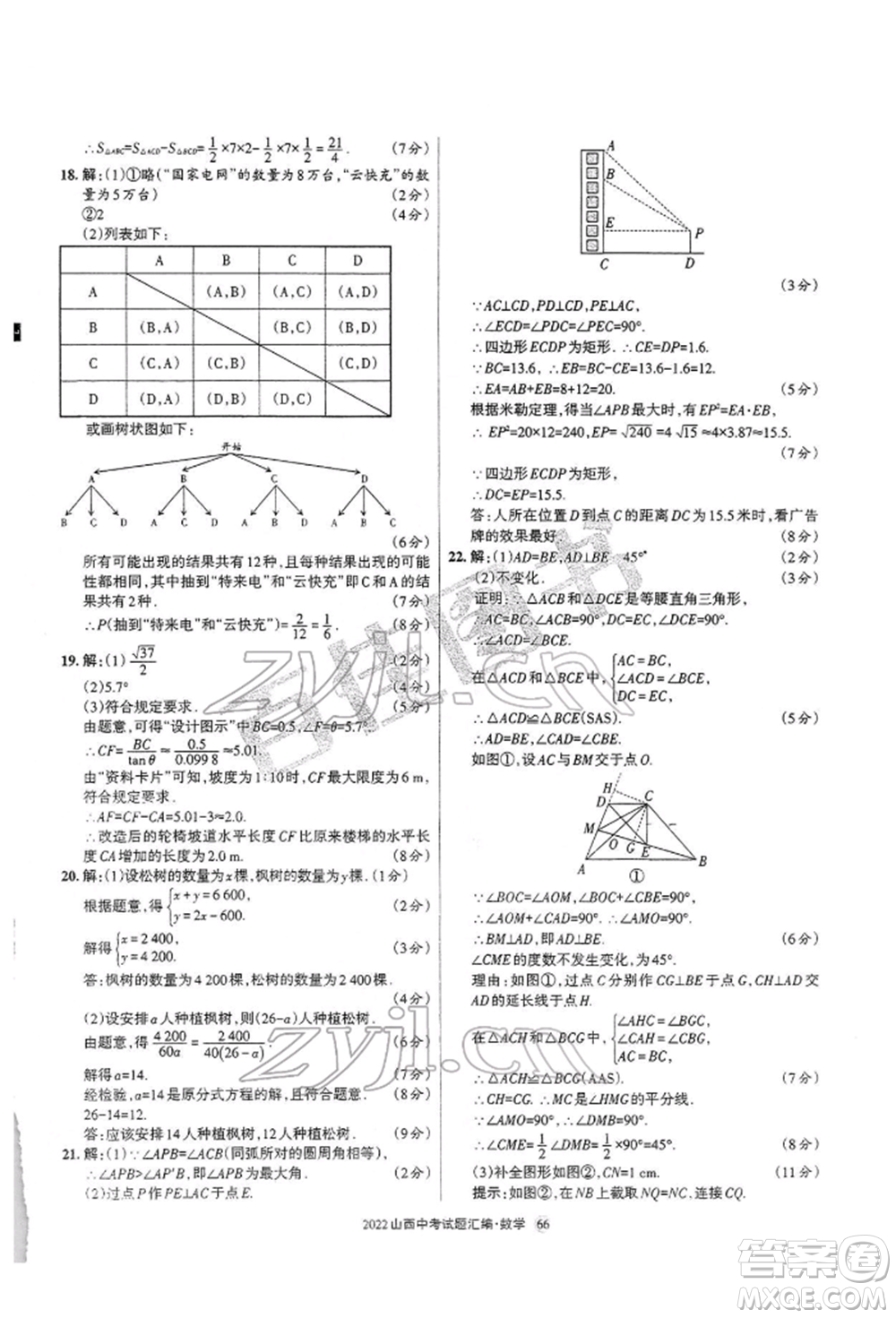 學(xué)習(xí)周報(bào)社2022山西中考試題匯編數(shù)學(xué)人教版參考答案