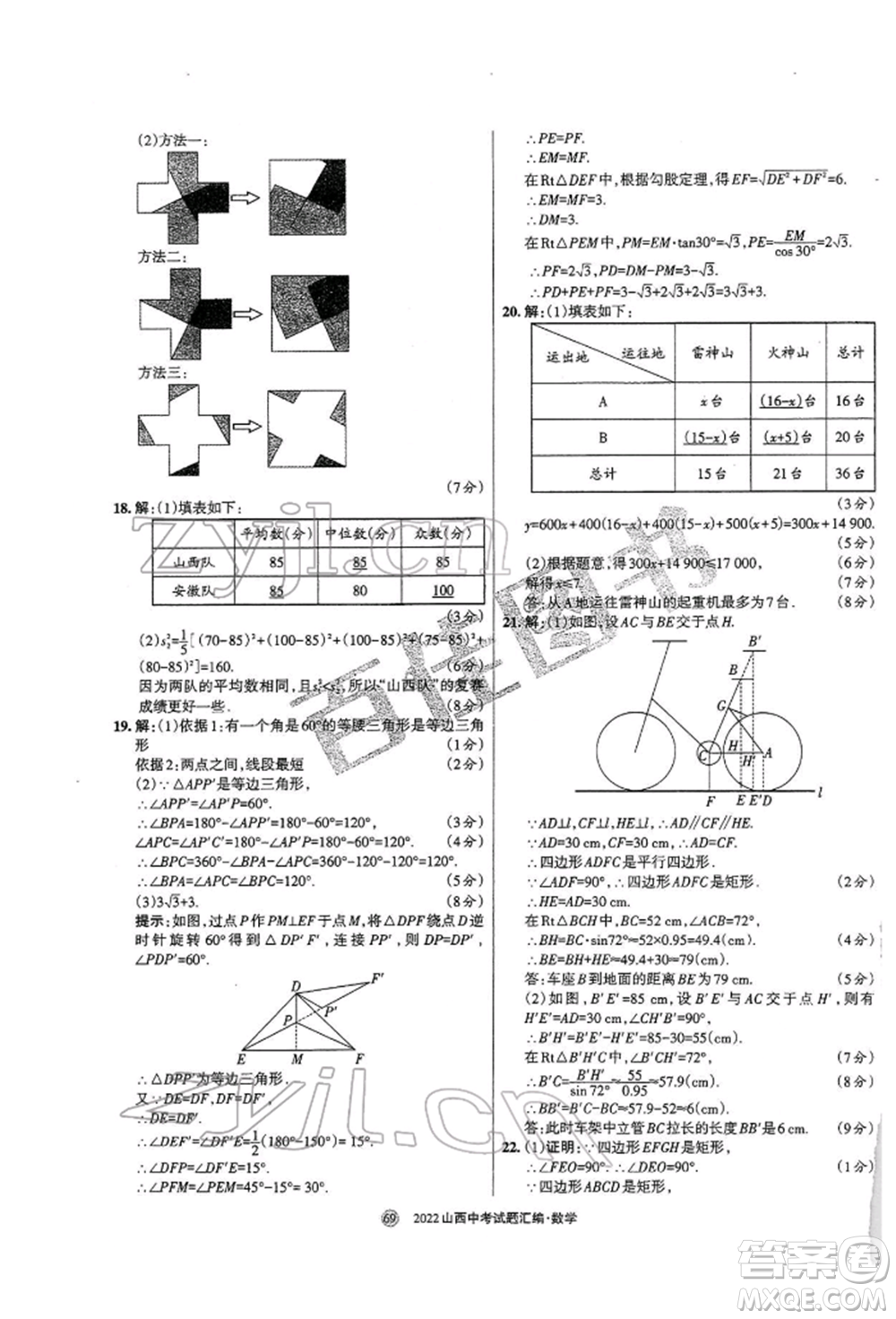 學(xué)習(xí)周報(bào)社2022山西中考試題匯編數(shù)學(xué)人教版參考答案