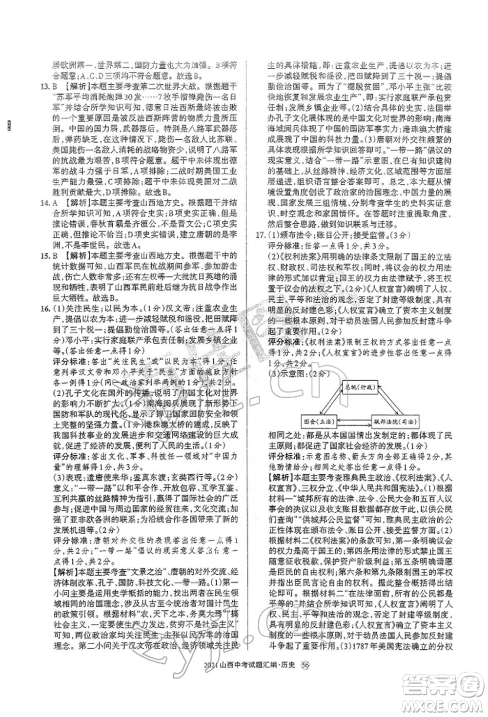 學(xué)習(xí)周報社2022山西中考試題匯編歷史人教版參考答案