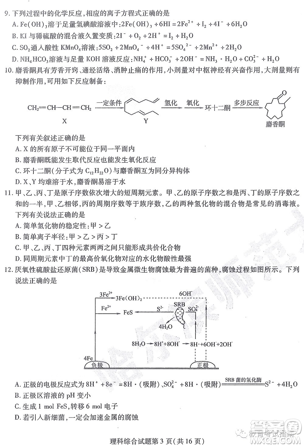 2022東北三省三校高三第四次模擬考試理科綜合試題及答案