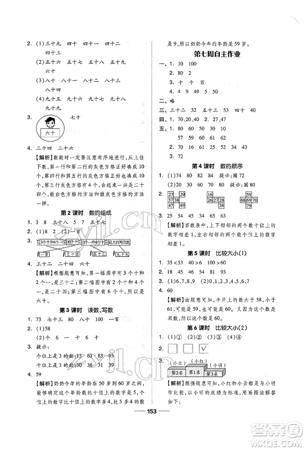 山東科學技術出版社2022新思維伴你學單元達標測試卷一年級下冊數(shù)學人教版參考答案