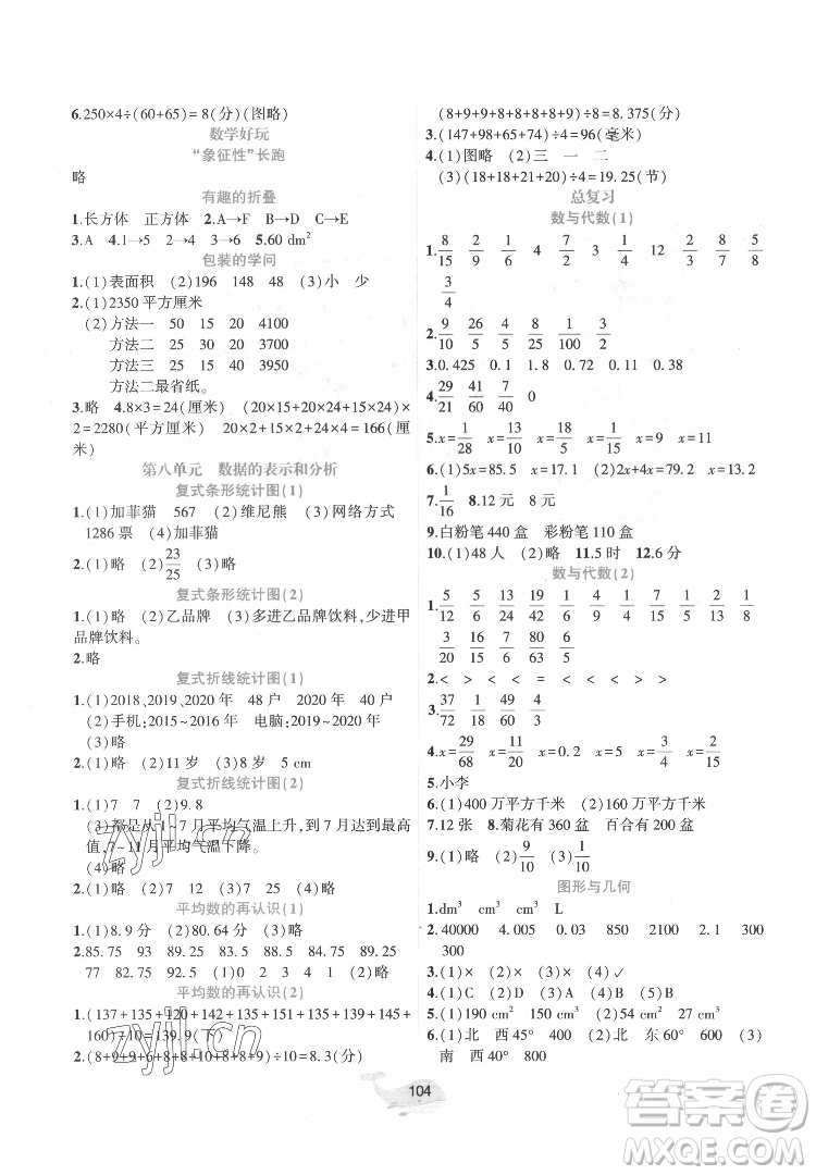 遼寧教育出版社2022好課堂堂練數(shù)學(xué)五年級(jí)下冊(cè)北師大版答案