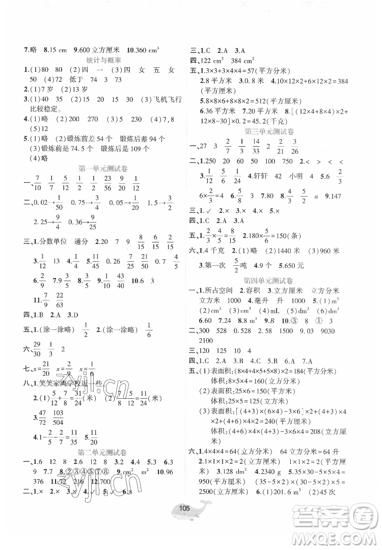 遼寧教育出版社2022好課堂堂練數(shù)學(xué)五年級(jí)下冊(cè)北師大版答案