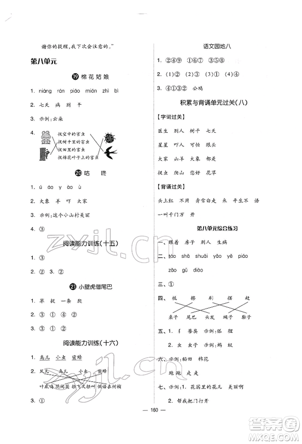 山東科學(xué)技術(shù)出版社2022新思維伴你學(xué)單元達(dá)標(biāo)測(cè)試卷一年級(jí)下冊(cè)語(yǔ)文人教版參考答案