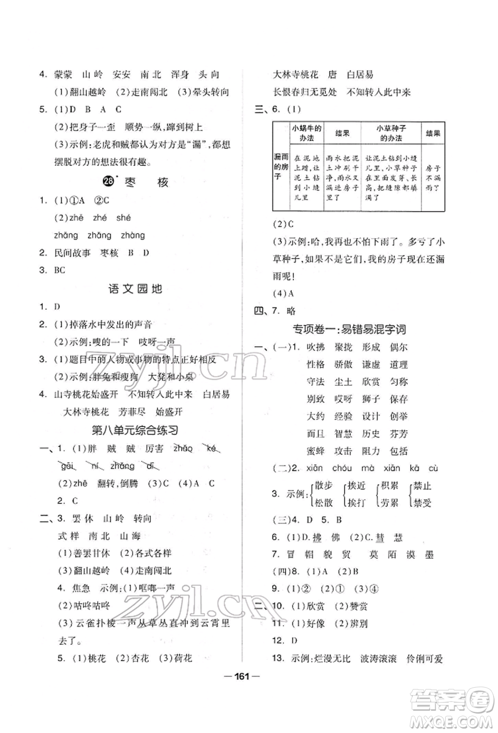 山東科學(xué)技術(shù)出版社2022新思維伴你學(xué)單元達標測試卷三年級下冊語文人教版參考答案