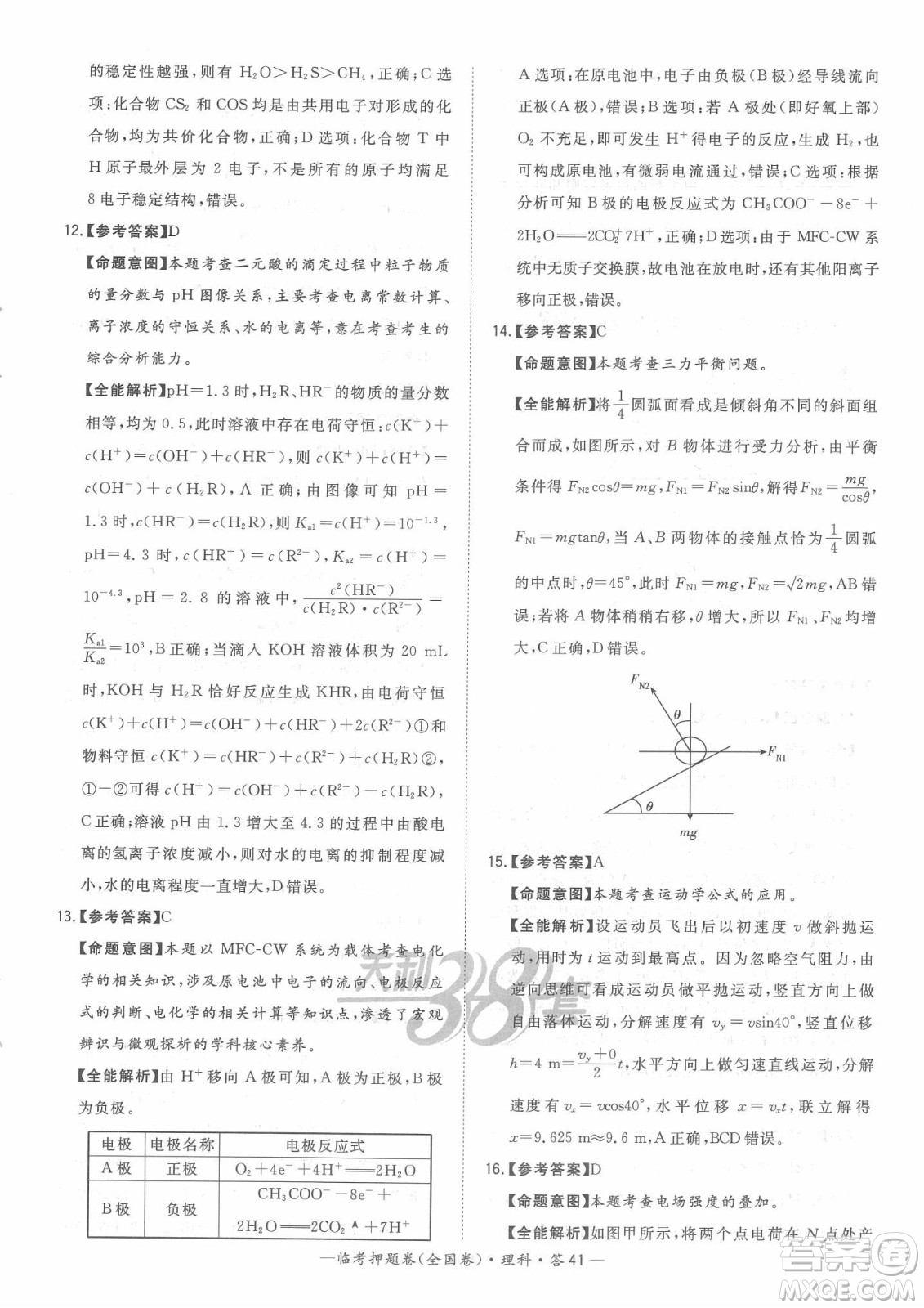 2022天利38套臨考押題卷高三理科綜合全國卷A卷試題及答案