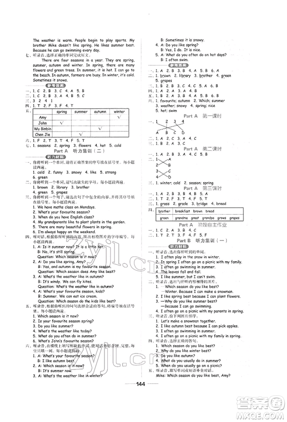 山東科學(xué)技術(shù)出版社2022新思維伴你學(xué)單元達(dá)標(biāo)測試卷五年級下冊英語人教版參考答案