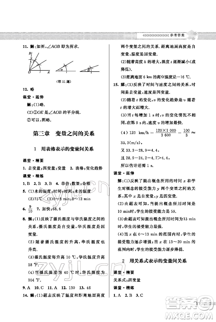 北京師范大學(xué)出版社2022數(shù)學(xué)配套綜合練習(xí)七年級(jí)下冊(cè)北師大版答案