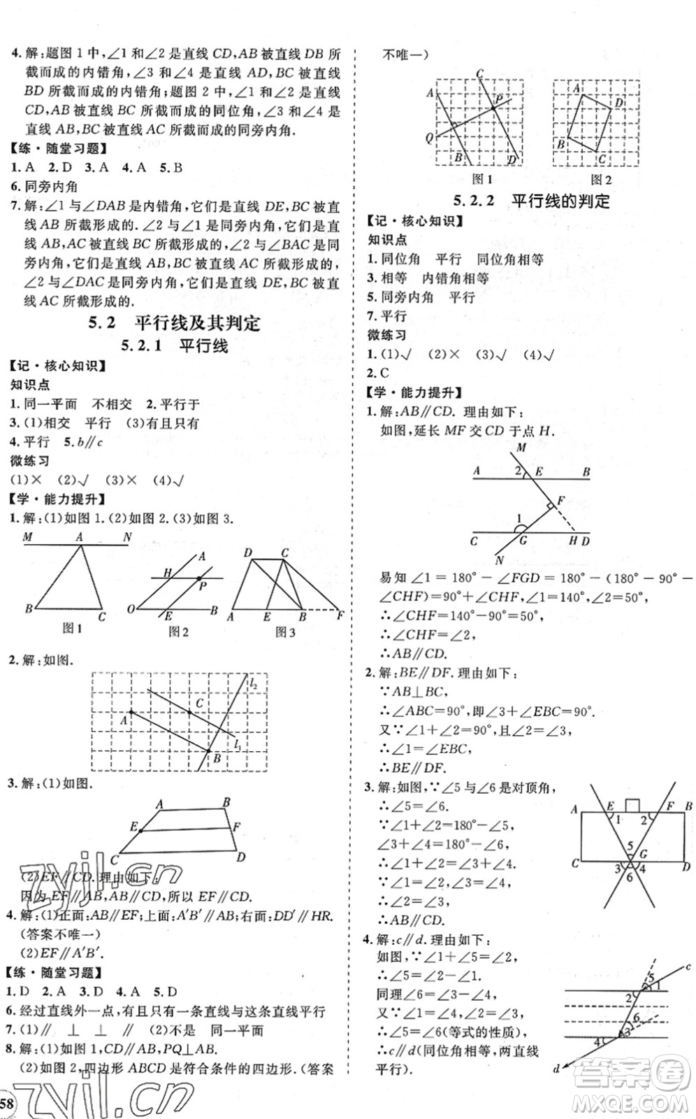 海南出版社2022知行課堂新課程同步練習(xí)冊(cè)七年級(jí)數(shù)學(xué)下冊(cè)人教版答案