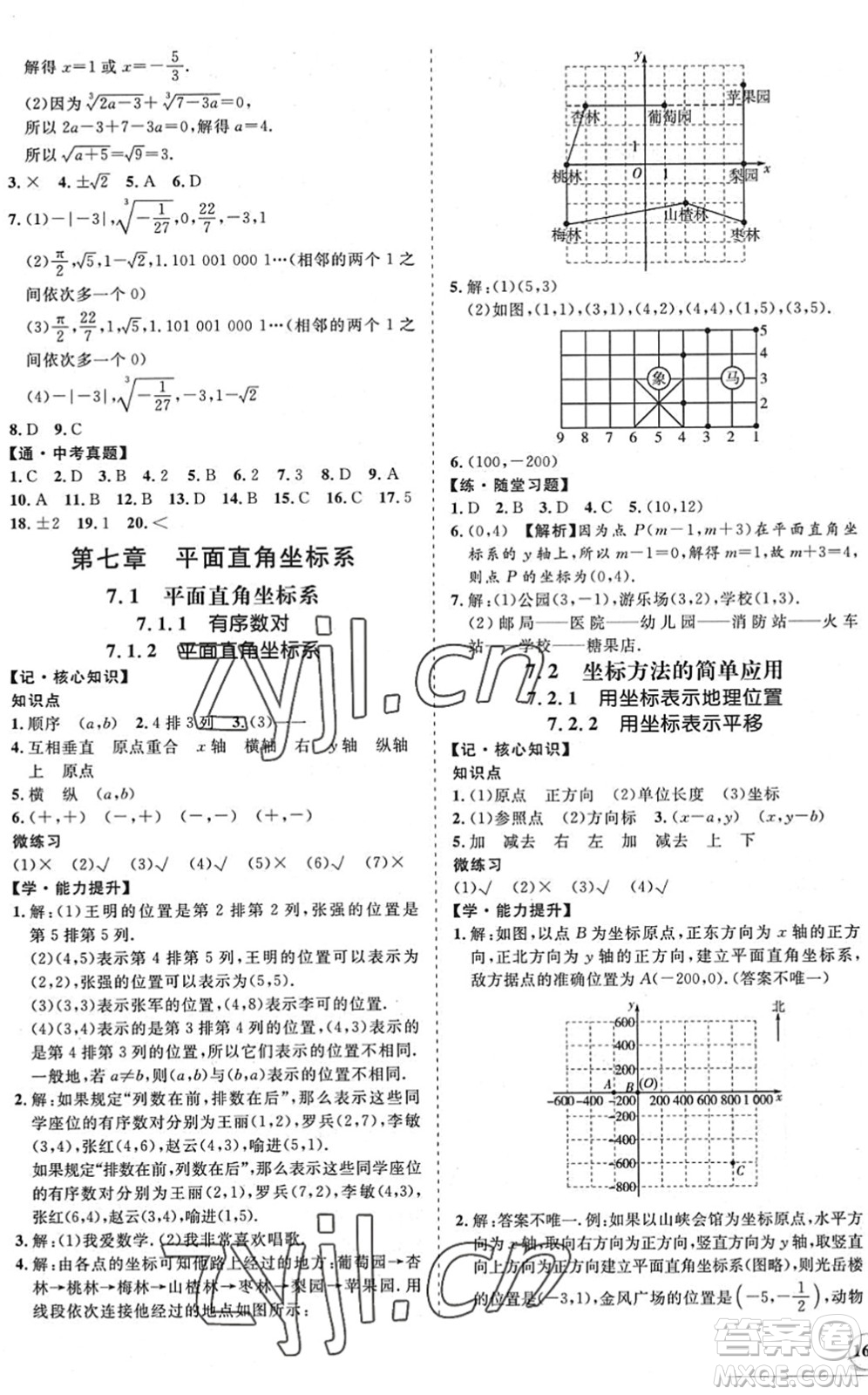 海南出版社2022知行課堂新課程同步練習(xí)冊(cè)七年級(jí)數(shù)學(xué)下冊(cè)人教版答案