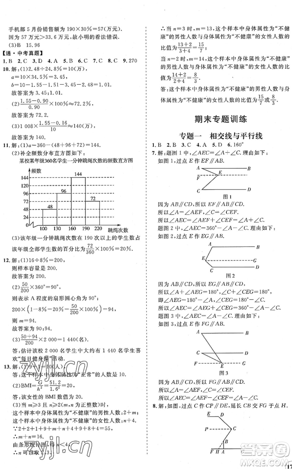 海南出版社2022知行課堂新課程同步練習(xí)冊(cè)七年級(jí)數(shù)學(xué)下冊(cè)人教版答案