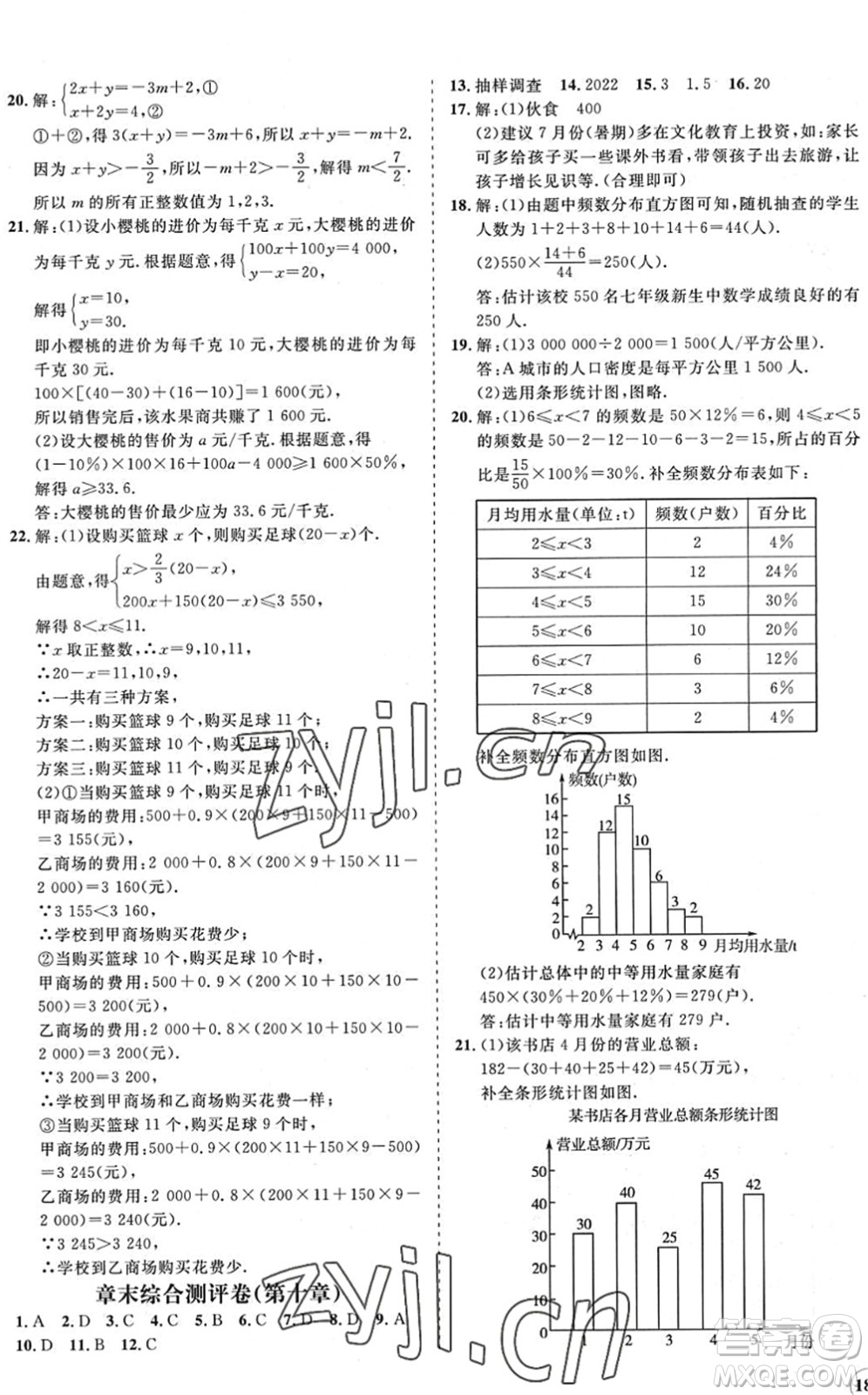 海南出版社2022知行課堂新課程同步練習(xí)冊(cè)七年級(jí)數(shù)學(xué)下冊(cè)人教版答案