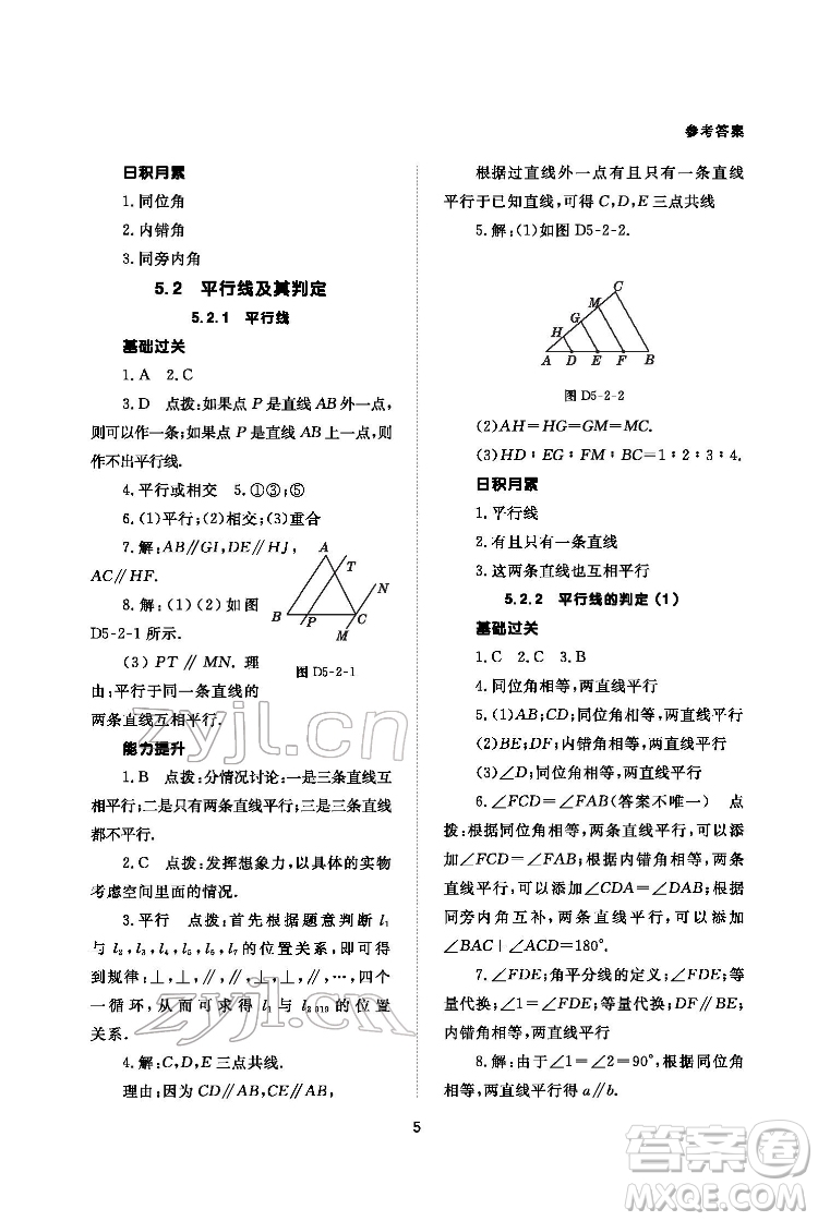 北京師范大學(xué)出版社2022數(shù)學(xué)配套綜合練習(xí)七年級下冊人教版答案