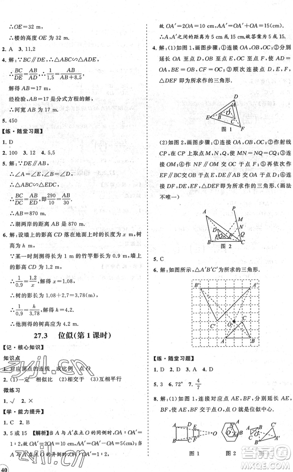 海南出版社2022知行課堂新課程同步練習(xí)冊(cè)九年級(jí)數(shù)學(xué)下冊(cè)人教版答案