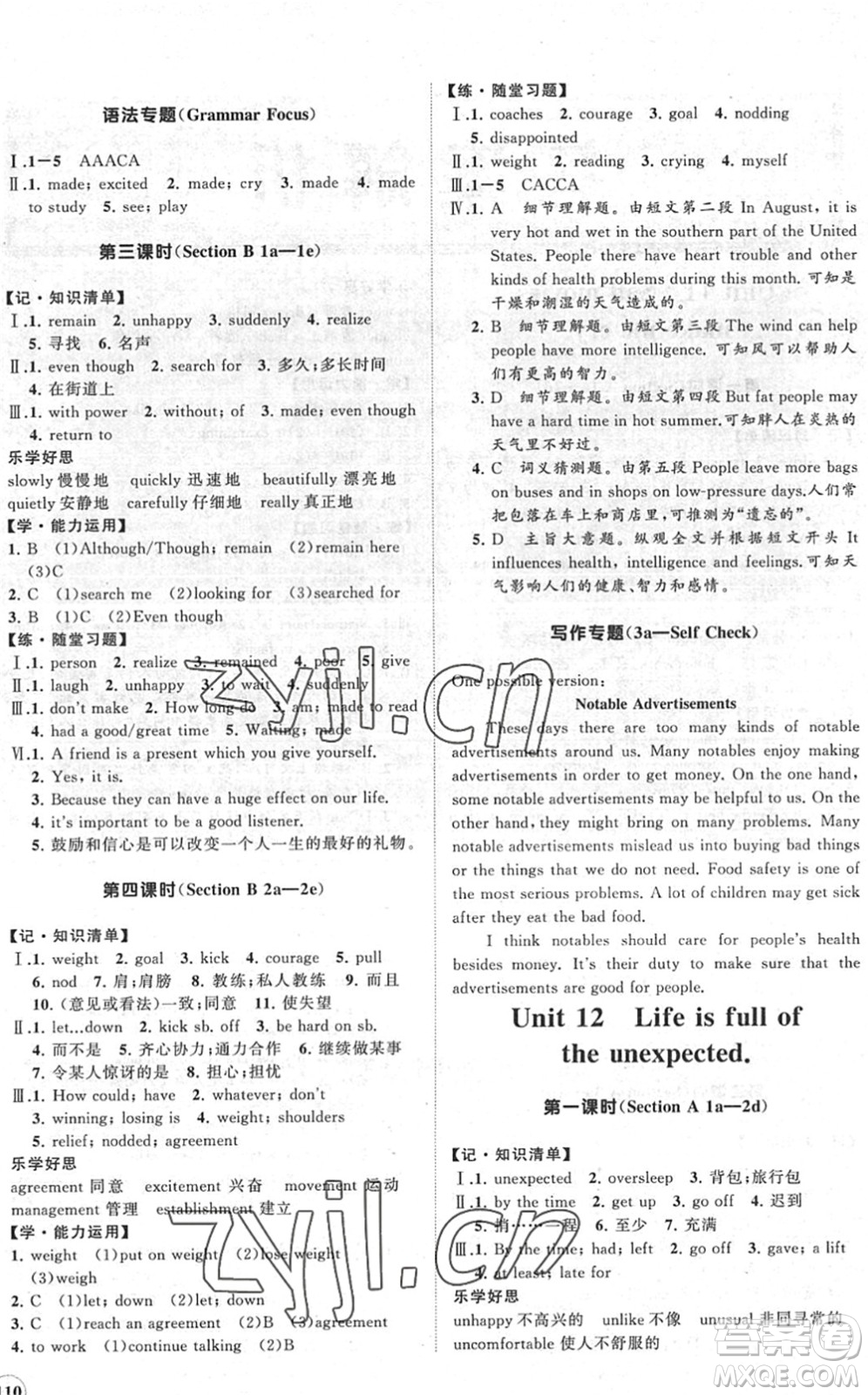 海南出版社2022知行課堂新課程同步練習(xí)冊九年級英語下冊人教版答案