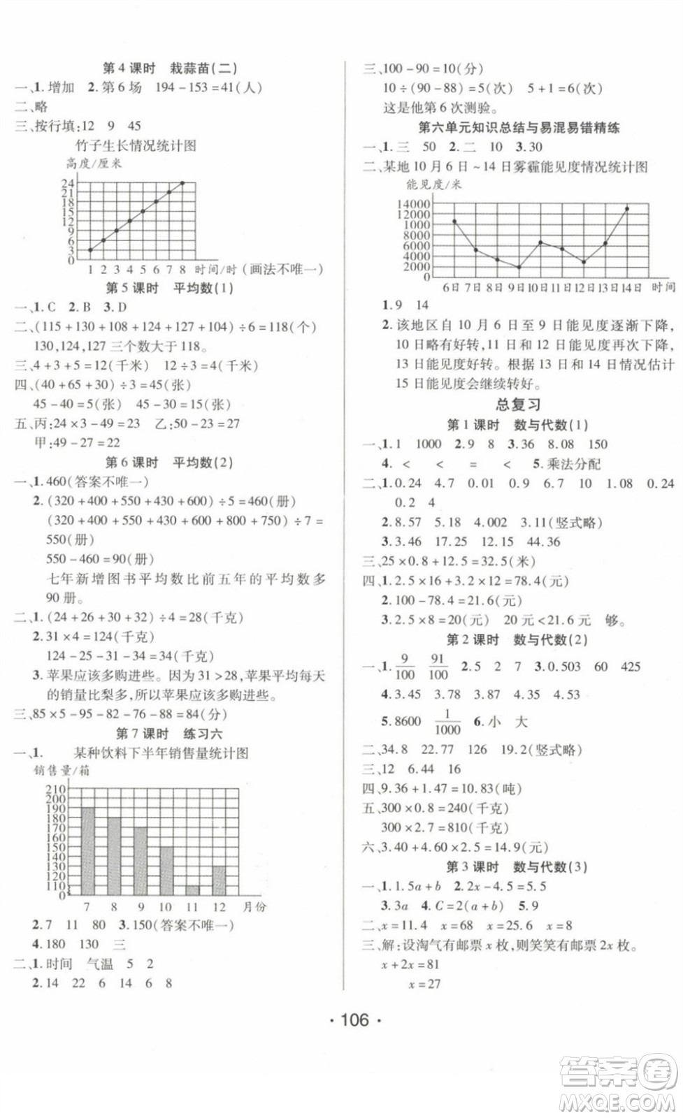 陽光出版社2022自主課堂四年級數(shù)學(xué)下冊BS北師版答案