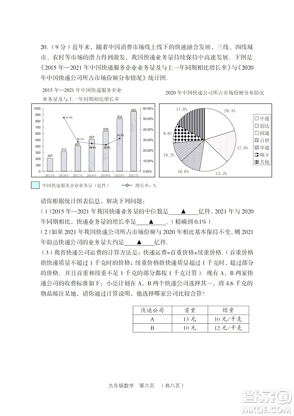 2022年山西省呂梁市中考第二次模擬考試卷數(shù)學試題及答案