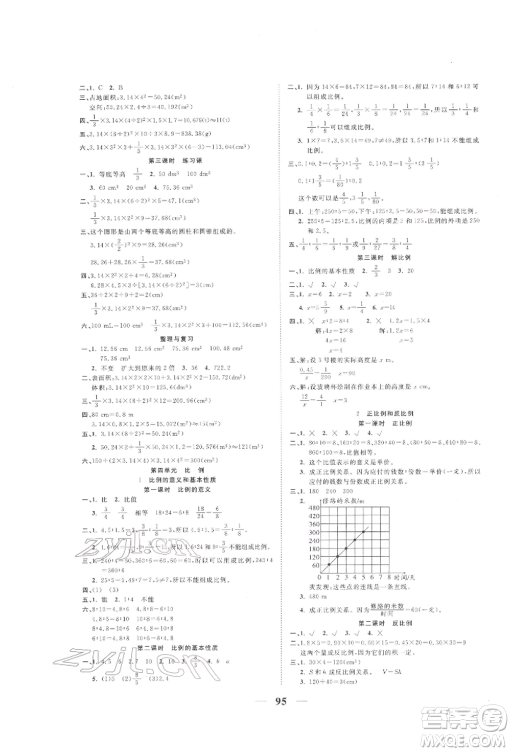 西安出版社2022奪冠新課堂隨堂練測(cè)六年級(jí)下冊(cè)數(shù)學(xué)人教版參考答案