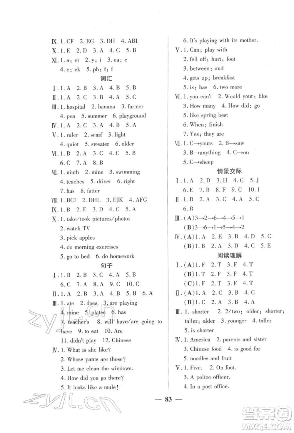 西安出版社2022奪冠新課堂隨堂練測(cè)六年級(jí)下冊(cè)英語(yǔ)人教版參考答案