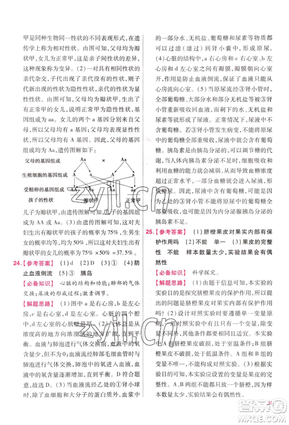 延邊教育出版社2022金考卷百校聯(lián)盟中考信息卷生物學(xué)通用版江西專版參考答案