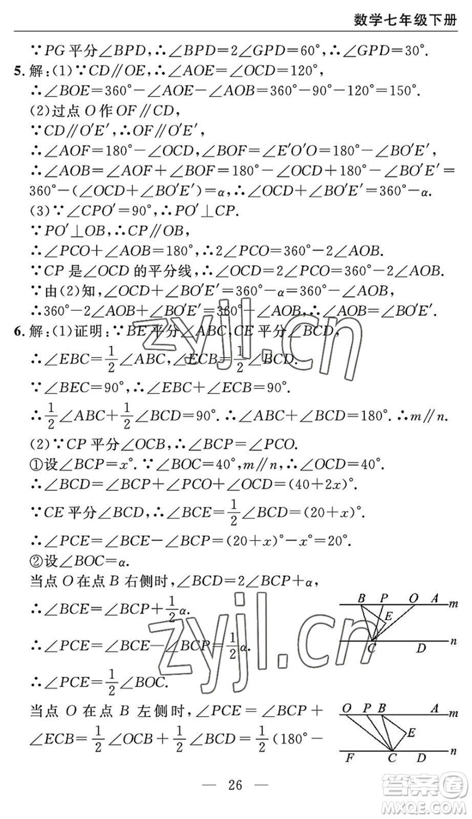 長江少年兒童出版社2022智慧課堂自主評(píng)價(jià)七年級(jí)數(shù)學(xué)下冊通用版宜昌專版答案