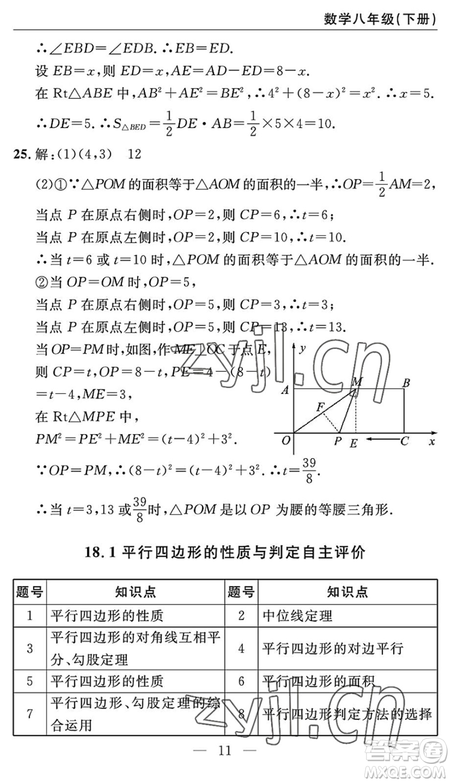 長江少年兒童出版社2022智慧課堂自主評價(jià)八年級數(shù)學(xué)下冊通用版答案