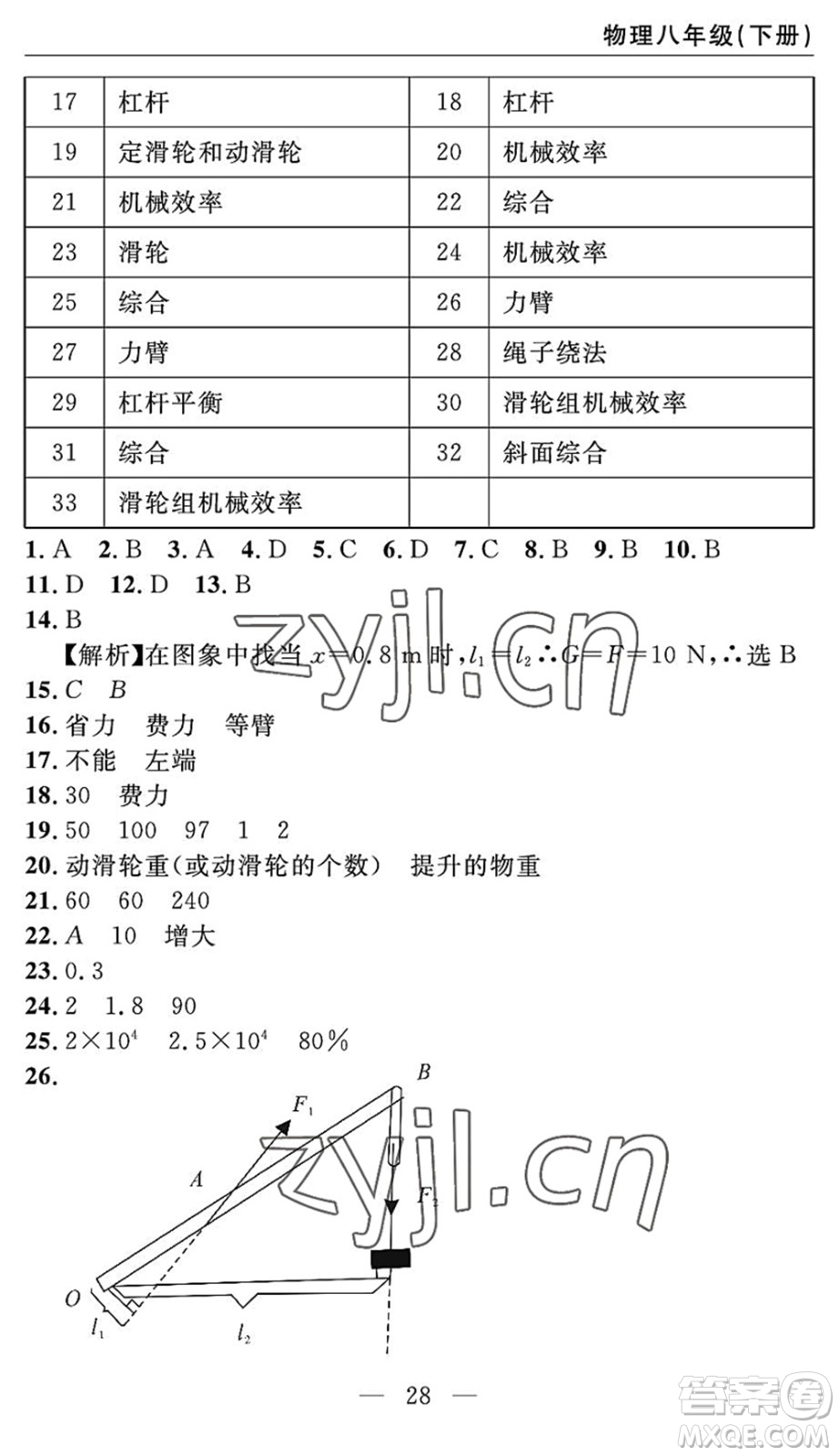 長江少年兒童出版社2022智慧課堂自主評(píng)價(jià)八年級(jí)物理下冊(cè)通用版答案