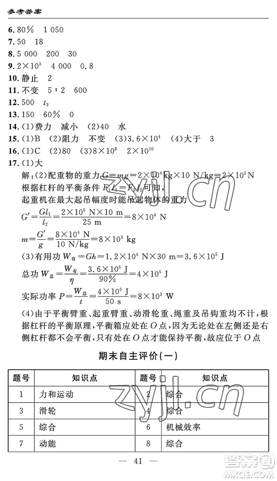 長江少年兒童出版社2022智慧課堂自主評(píng)價(jià)八年級(jí)物理下冊(cè)通用版答案