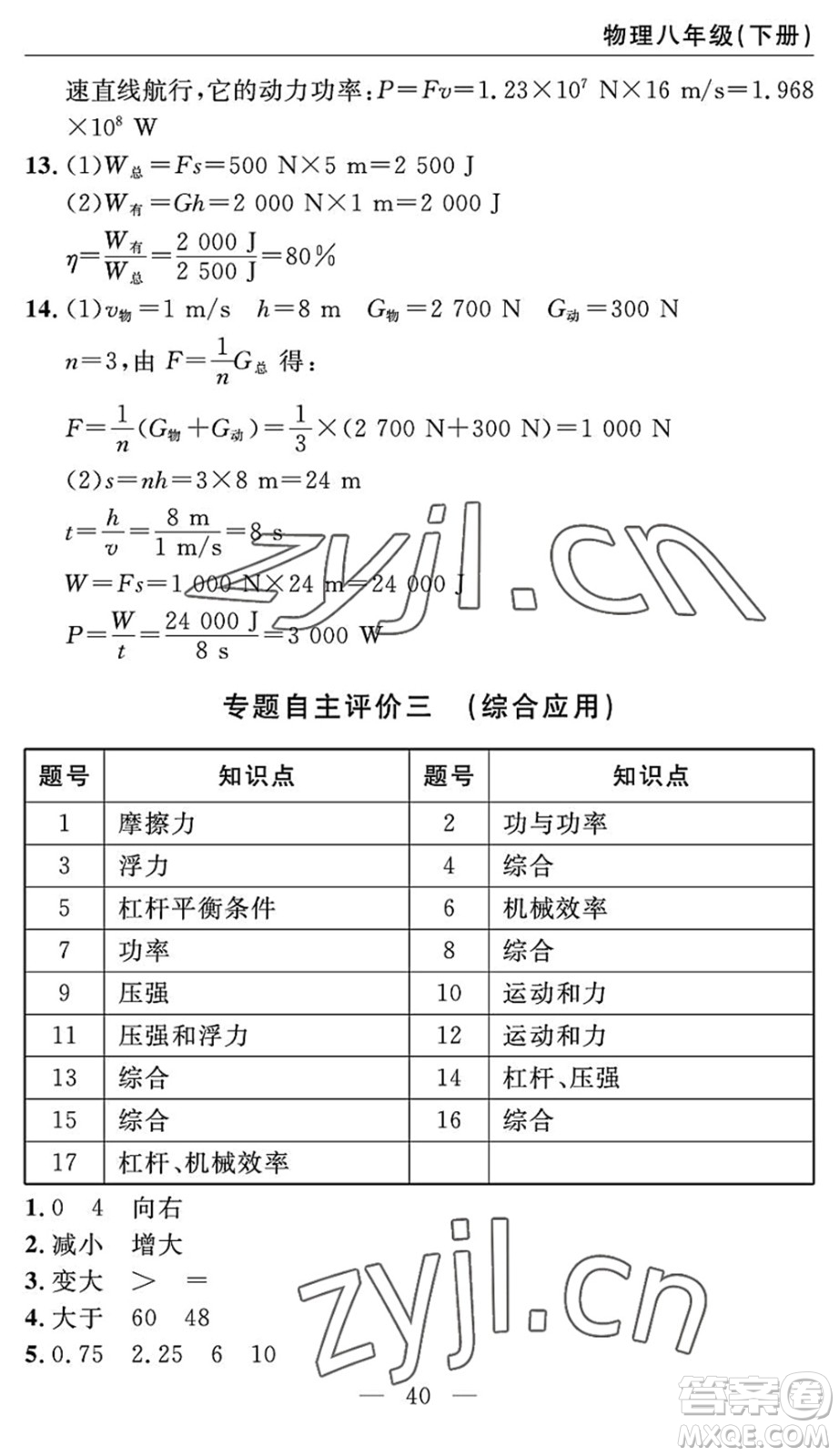 長江少年兒童出版社2022智慧課堂自主評(píng)價(jià)八年級(jí)物理下冊(cè)通用版答案