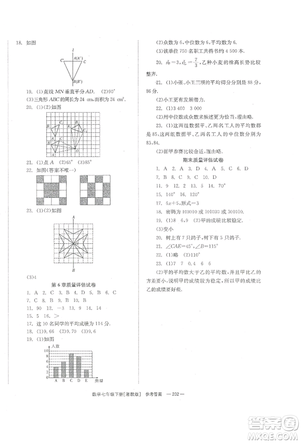 湖南教育出版社2022全效學(xué)習(xí)同步學(xué)練測七年級(jí)下冊數(shù)學(xué)湘教版參考答案