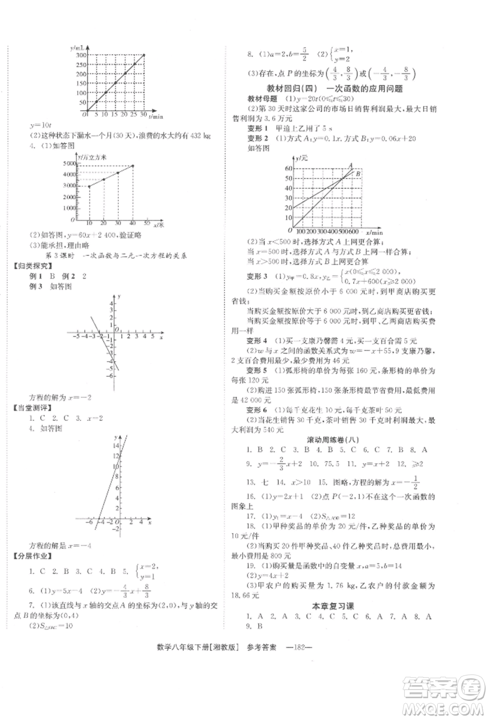 湖南教育出版社2022全效學(xué)習(xí)同步學(xué)練測八年級下冊數(shù)學(xué)湘教版參考答案