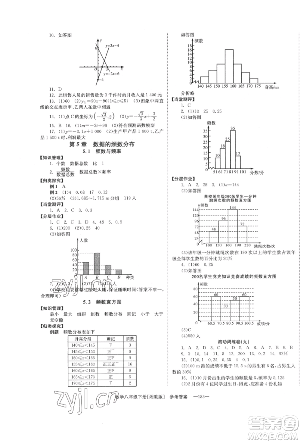 湖南教育出版社2022全效學(xué)習(xí)同步學(xué)練測八年級下冊數(shù)學(xué)湘教版參考答案