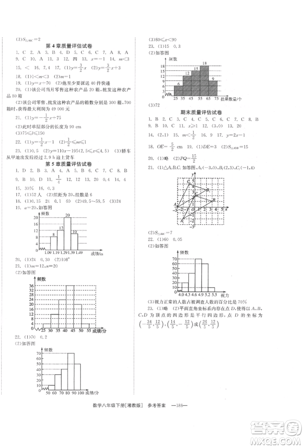 湖南教育出版社2022全效學(xué)習(xí)同步學(xué)練測八年級下冊數(shù)學(xué)湘教版參考答案