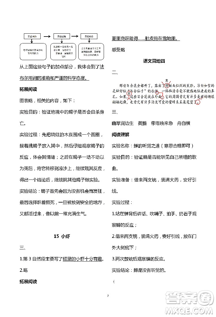 2019年知識與能力訓(xùn)練三年級語文下冊人教版答案