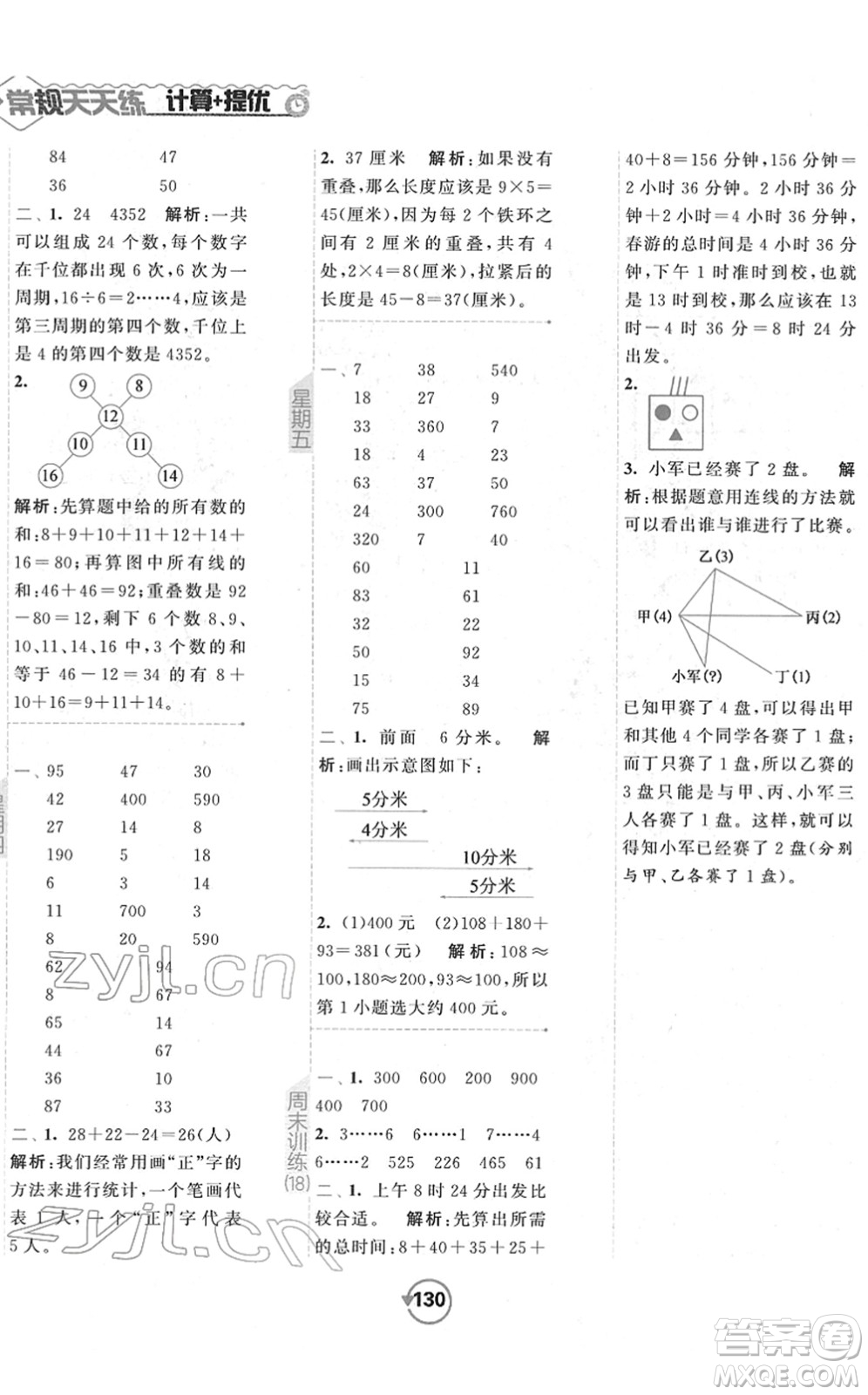 開明出版社2022常規(guī)天天練計(jì)算+提優(yōu)二年級(jí)數(shù)學(xué)下冊(cè)SJ蘇教版答案