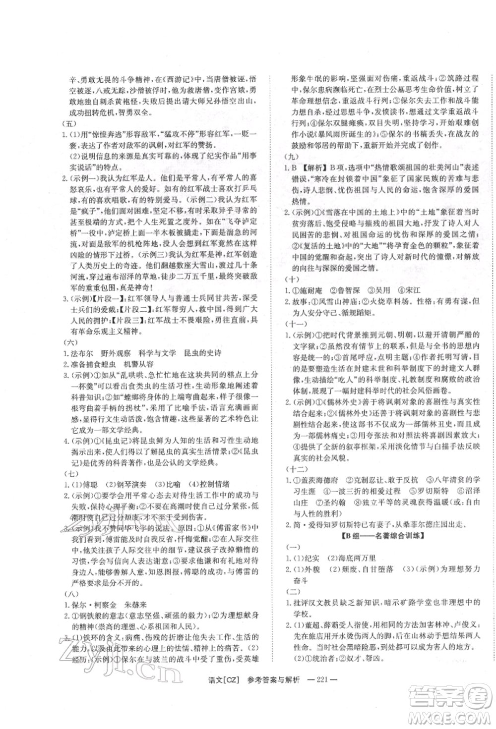 湖南師范大學(xué)出版社2022全效學(xué)習(xí)中考學(xué)練測(cè)聽課講義語文人教版郴州專版參考答案