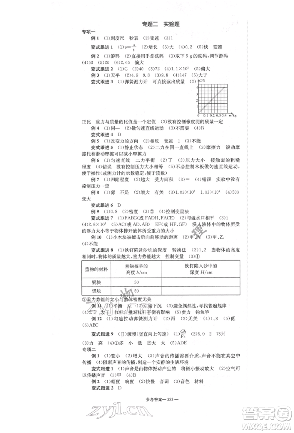 湖南師范大學(xué)出版社2022全效學(xué)習(xí)中考學(xué)練測聽課講義物理通用版參考答案