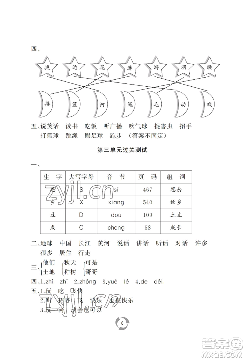 山東友誼出版社2022新課堂同步學(xué)習(xí)與探究一年級下冊語文人教版參考答案