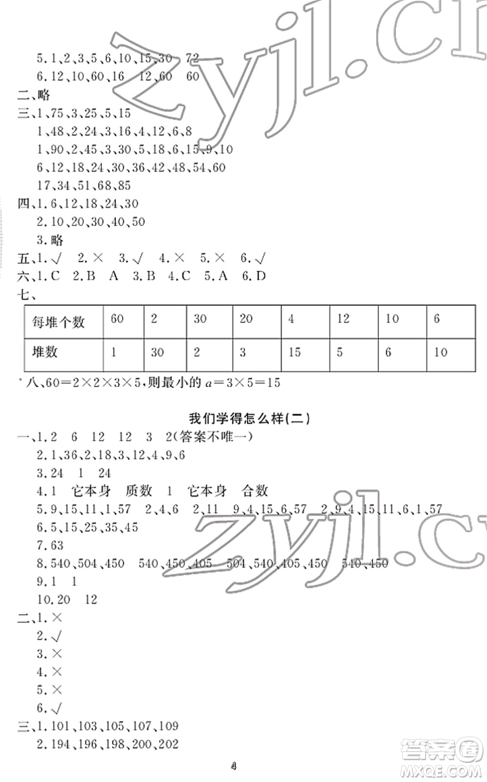 寧波出版社2022學(xué)習(xí)方法指導(dǎo)叢書五年級(jí)數(shù)學(xué)下冊(cè)人教版答案